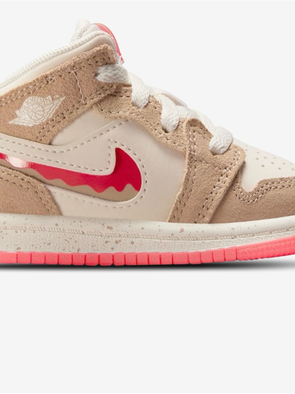 Jordan Kids Cream and Pink Air Jordan 1 Low Sneaker